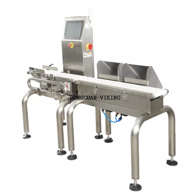 Máquina de checkweigher automático de alta precisión en la línea de producción de alimentos 